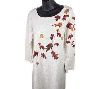 VTG 90s Fall Leaves National Wildlife Art Limited Maxi Dress Women’s Women’s XL